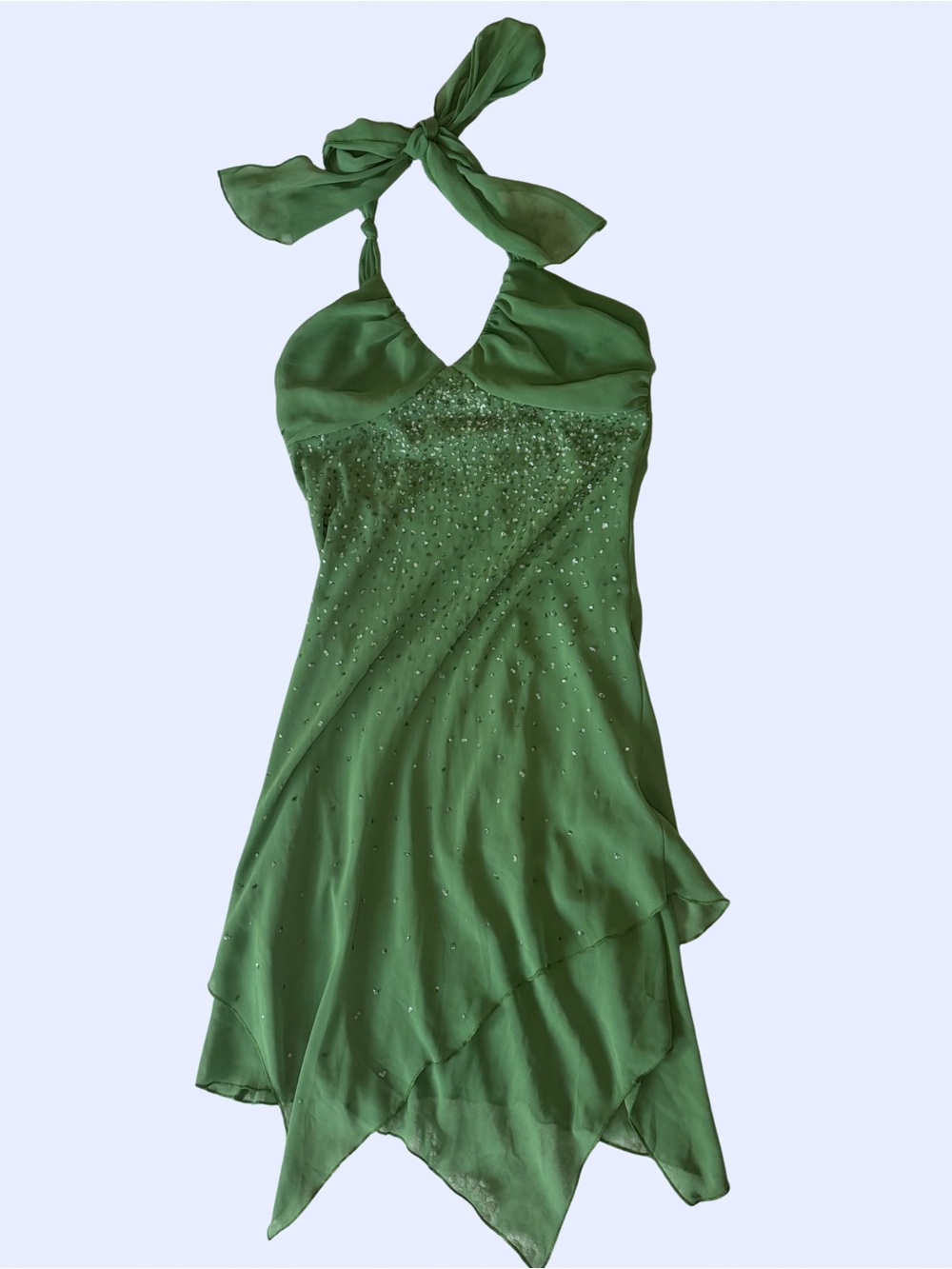 Rare Vintage Charlotte Russe Emerald Green Halter Sequin Dress - Picture 2 of 5